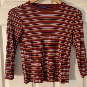 Forever 21 Soft 3/4 Sleeve Striped Red/YellowShirt